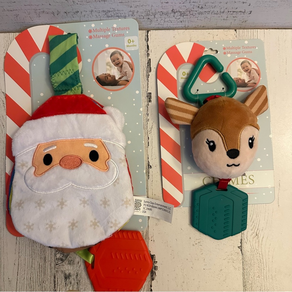 Baby Santa Crinkle Book & Chime Reindeer Rattle Toy NEW